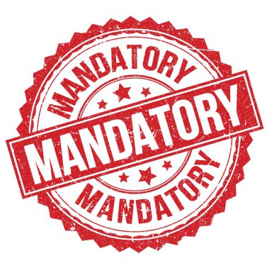 Kırmızı yuvarlak pul işareti üzerine yazılmış MANDATORY metni
