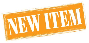Turuncu dikdörtgen damga işareti üzerine yazılmış NEW ITEM metni.