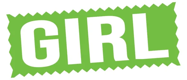 Mädchen Text Auf Grünem Zick Zack Stempelschild Geschrieben — Stockfoto