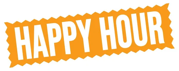 Happy Hour Text Written Orange Zig Zag Stamp Sign — ストック写真