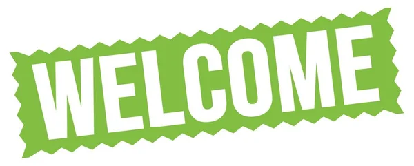 Welcome Text Written Green Zig Zag Stamp Sign — Stock Photo, Image