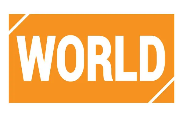 World Text Written Orange Rectangle Stamp Sign — ストック写真