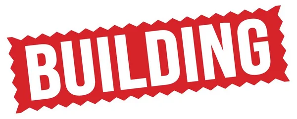 Building Text Written Red Zig Zag Stamp Sign — Stock Photo, Image