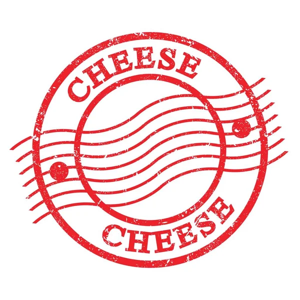 Cheese Text Written Red Grungy Postal Stamp — Zdjęcie stockowe