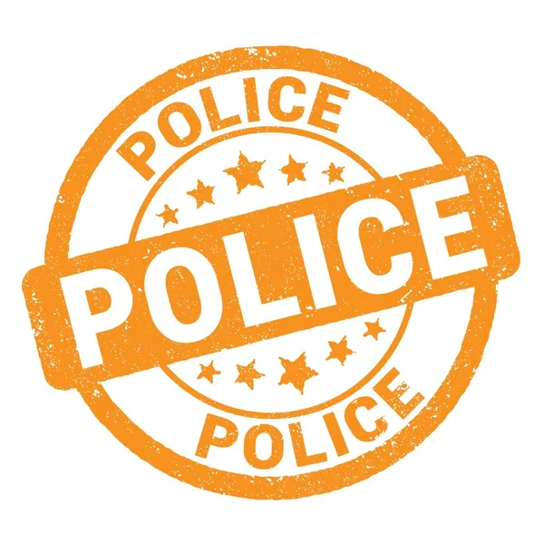 Police Text Written Orange Grungy Stamp Sign — Stockfoto