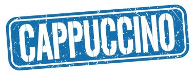 Mavi grungy işareti üzerine yazılmış CapPPUCCINO metni.