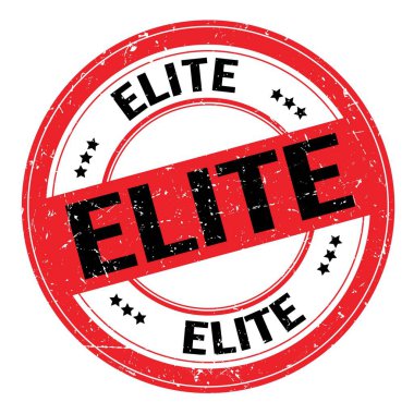 ELITE metni kırmızı-siyah yuvarlak grungy işareti üzerine yazılmış
