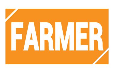 Turuncu dikdörtgen mühür işareti üzerine yazılmış FARMER metni.