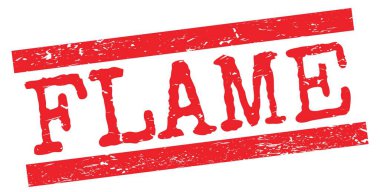FLAME text written on red grungy lines stamp sign.