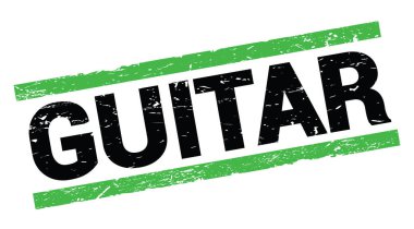 Yeşil dikdörtgen damga işareti üzerine yazılmış GUITAR metni.