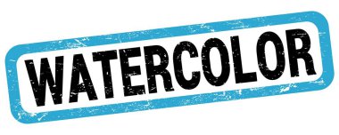 WATERCOLOR mavi-siyah dikdörtgen işareti üzerine yazılmış metin.