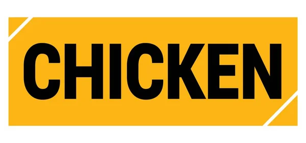 Texto Chicken Escrito Signo Sello Gruñón Amarillo Negro — Foto de Stock