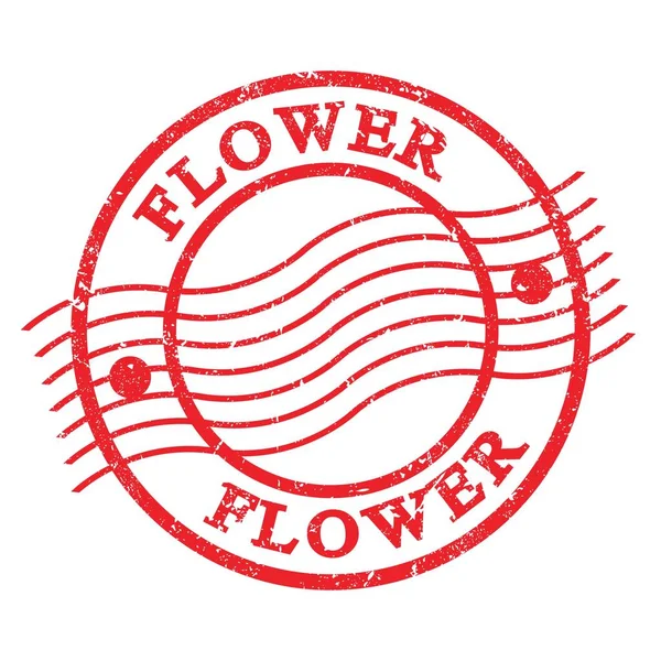 Flower Text Written Red Grungy Postal Stamp — 图库照片