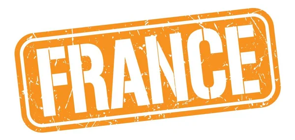 France Text Written Orange Grungy Stamp Sign — 스톡 사진