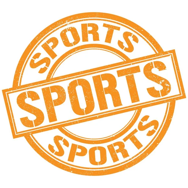 Sports Text Napsaný Oranžovém Kruhovém Razítku — Stock fotografie