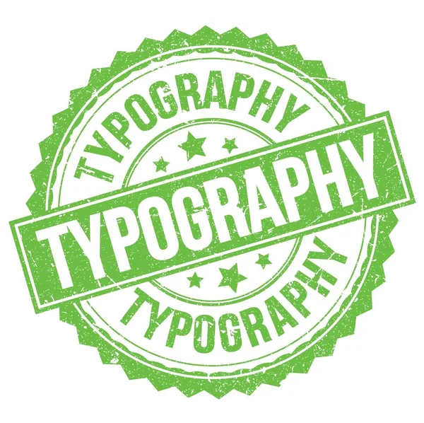 Typography Text Geschrieben Auf Grünem Rundem Stempelschild — Stockfoto