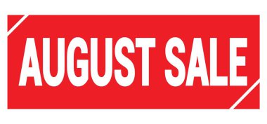 AĞUSTOS Satış metni kırmızı grungy mühür işareti üzerine yazılmış.