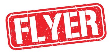 Kırmızı grungy işareti üzerine yazılmış FLYER metni.