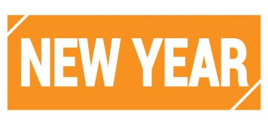 Yeni yıl metni turuncu grungy mühür işareti üzerine yazılmış..