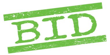 BID text written on green grungy lines stamp sign.