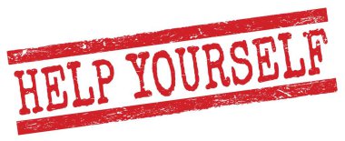 HELP YOURSELF text written on red grungy lines stamp sign.