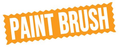 Turuncu zig-zag mühür işareti üzerine yazılmış boya BRUSH metni.