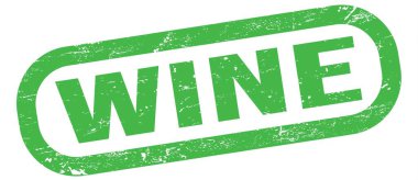 Şarap, yeşil dikdörtgen damga işareti üzerine yazılmış metin.