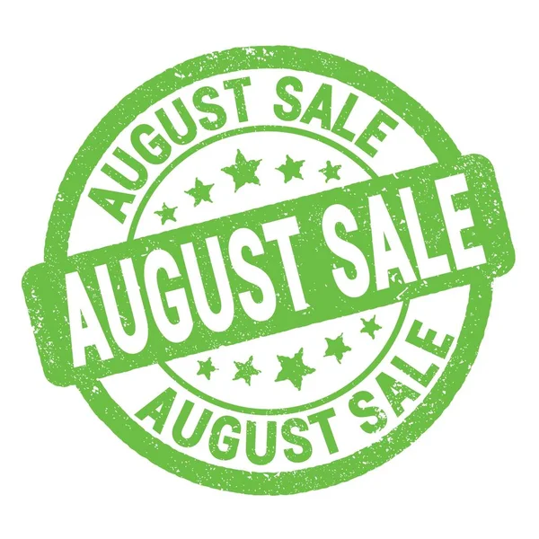 August Sale Text Written Green Grungy Stamp Sign — 图库照片