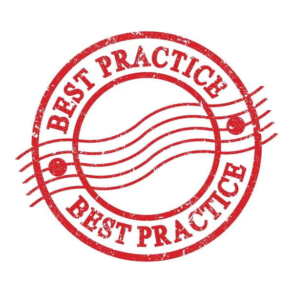 Best Practice Text Written Red Grungy Postal Stamp — Stockfoto