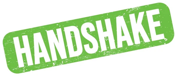 Handshake Text Written Green Grungy Stamp Sign — Stockfoto