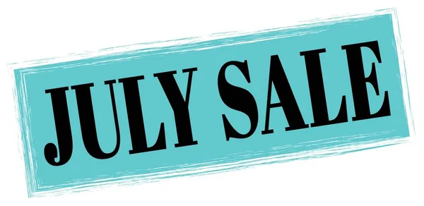 July Sale Text Written Blue Black Rectangle Stamp Sign — Zdjęcie stockowe