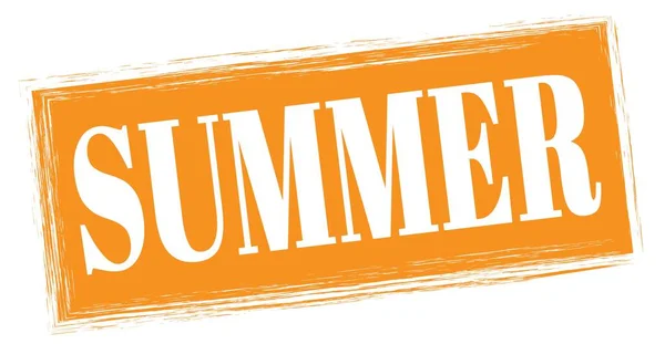 Summer Text Written Orange Rectangle Stamp Sign — Stockfoto
