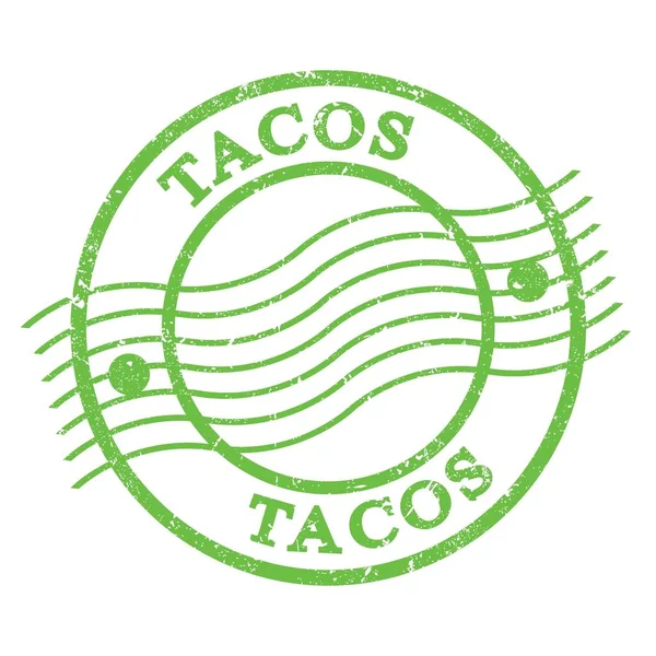 Tacos Text Written Green Grungy Postal Stamp — 스톡 사진