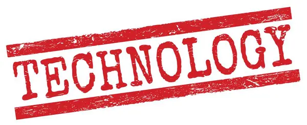 Technology Text Written Red Grungy Lines Stamp Sign — Stockfoto