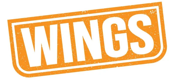 Wings Tekst Napisany Pomarańczowym Grungy Znak Znaczka — Zdjęcie stockowe