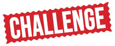 Kırmızı zig-zag işareti üzerine yazılmış CHALLENGE metni.