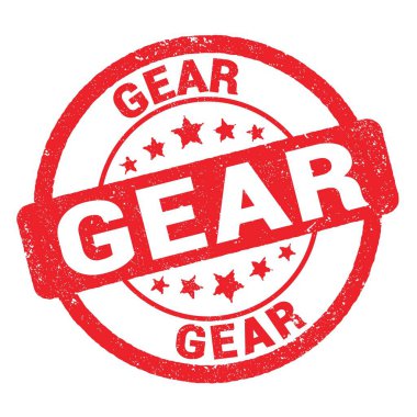 Kırmızı grungy mühür işareti üzerine yazılmış GEAR metni.