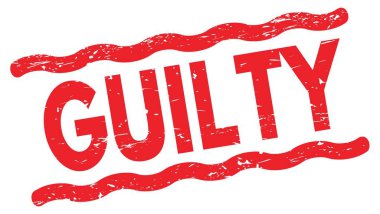 Kırmızı satır işareti üzerine yazılmış GUILTY metni.
