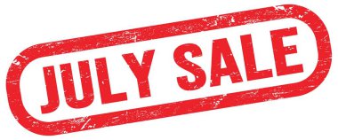 JULY Satış, kırmızı dikdörtgen mühür üzerinde metin.