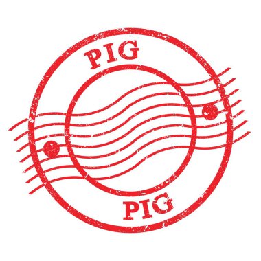 PIG, kırmızı grungy posta pulunda yazılı metin.
