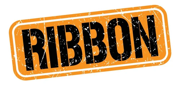 Ribbon Text Written Orange Black Grungy Stamp Sign — Stock Photo, Image