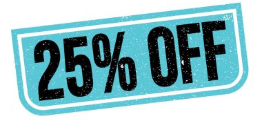 % 25 indirimli metin mavi-siyah grungy işareti üzerine yazılmış.