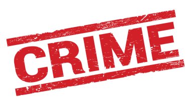 CRIME text written on red rectangle stamp sign.