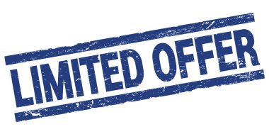 LIMITED OFFER text written on blue rectangle stamp sign.