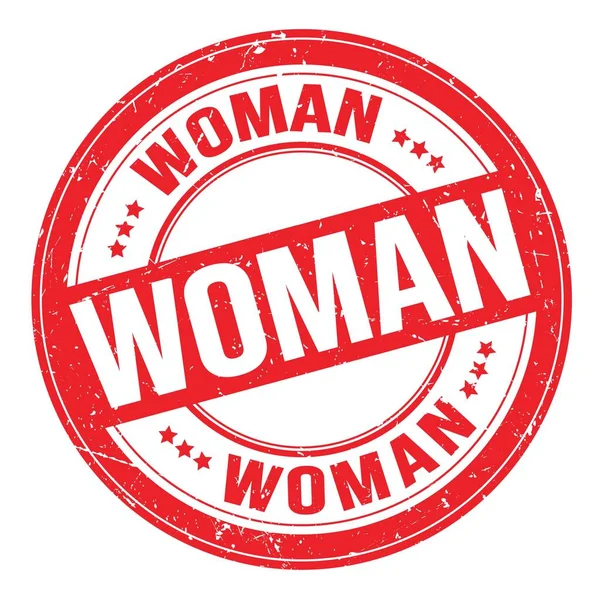 Woman Text Written Red Grungy Stamp Sign — Stockfoto