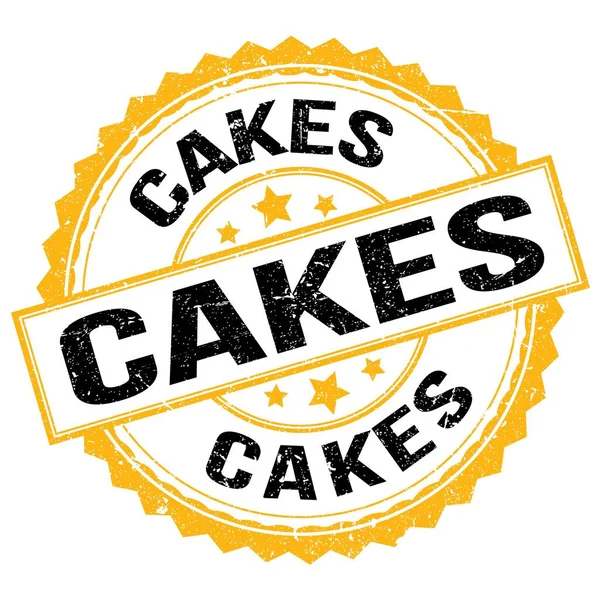 Cakes Text Written Yellow Black Stamp Sign — Photo