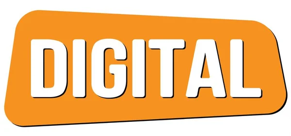 Digitaler Text Auf Orangefarbenem Trapez Stempelschild — Stockfoto