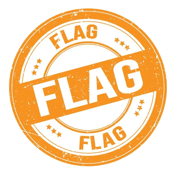 Flag Tekst Napisany Pomarańczowy Okrągły Grungy Znak Znaczka — Zdjęcie stockowe