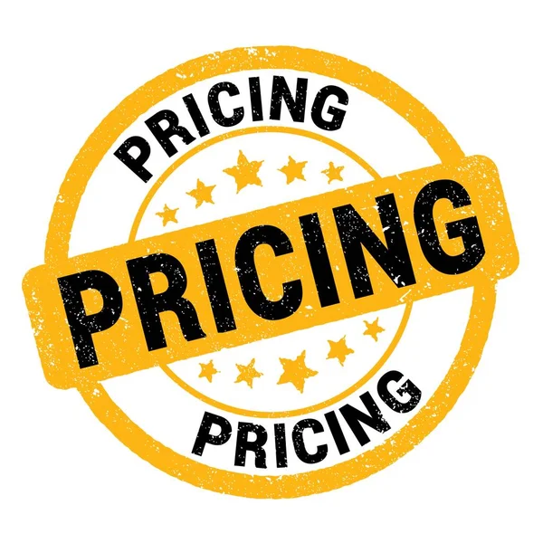 Pricing Text Written Yellow Black Grungy Stamp Sign — Stockfoto