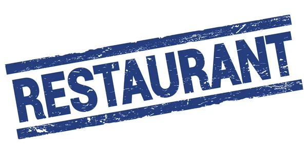 Restauracja Tekst Napisany Niebieskim Prostokątnym Znaku Znaczka — Zdjęcie stockowe